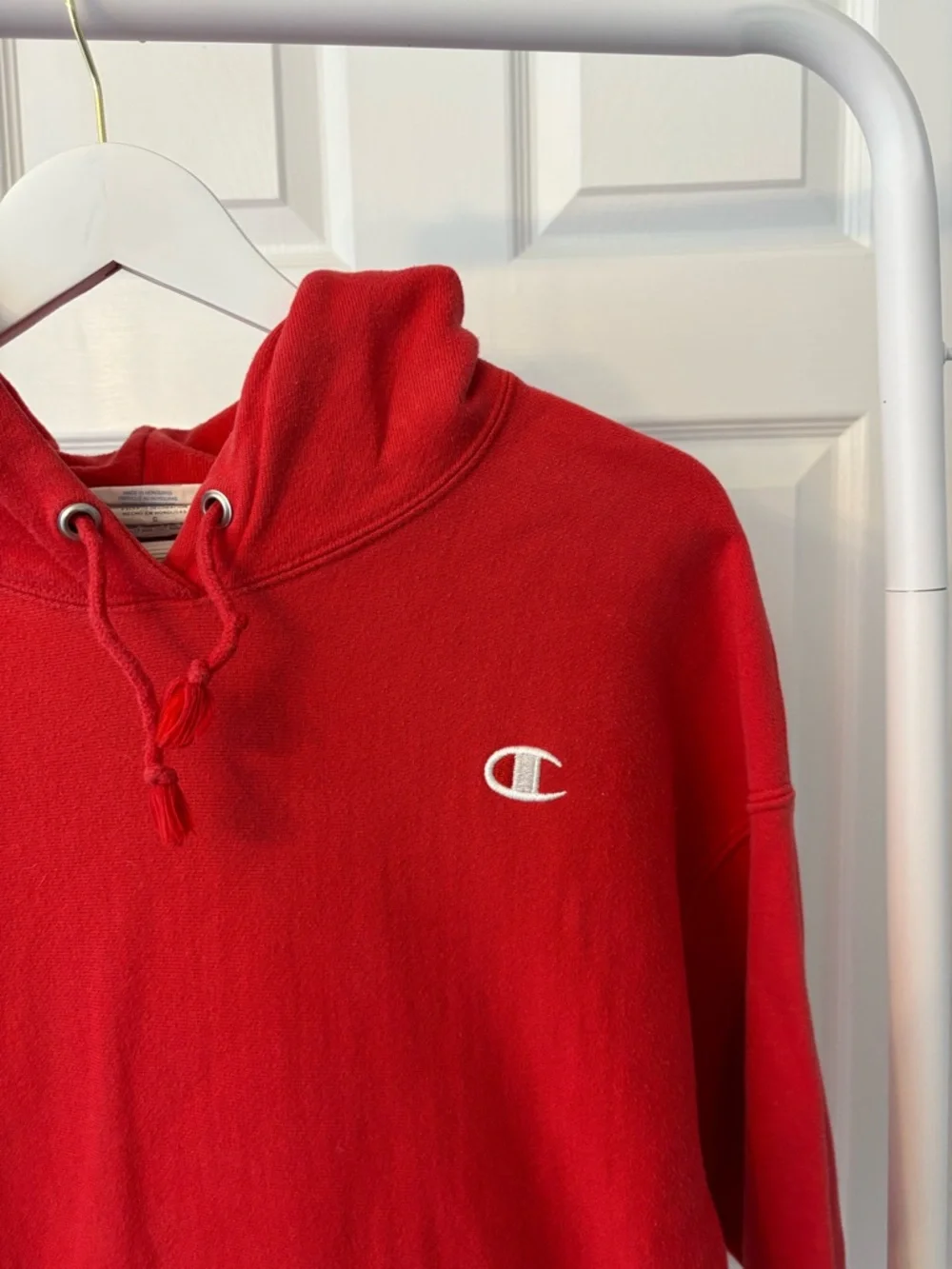 Champion Red Hoodie Sweatshirt Size Large Cotton - Picture 9 of 10